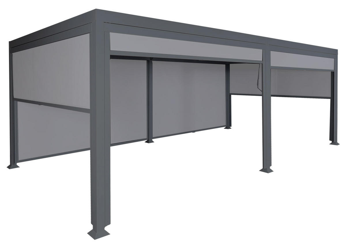 ALU PERGOLA MIT SEITENWAND Anthrazit - Anthrazit, Metall (590/224/306cm) - MCW