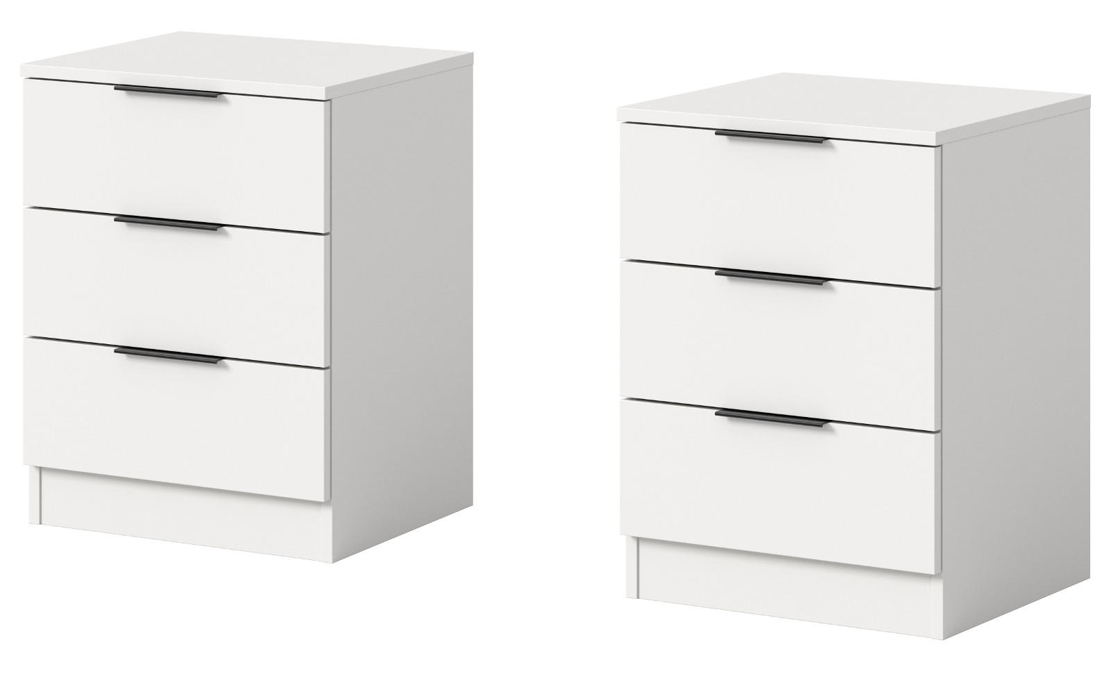 NACHTTISCH 2er Set weiß 45 x 60 cm, Nachtkommode in Komforthöhe - Schwarz/Weiß, Holzwerkstoff/Kunststoff (45/60/40cm) - Inn.Furn