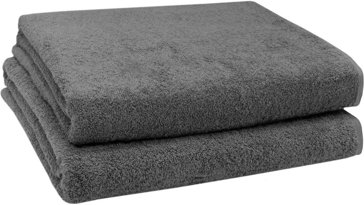 BADETUCH, 2er-Set, 100x150 cm, 100% Baumwolle, Grau - Graphitfarben, Textil (100/150cm) - Zollner