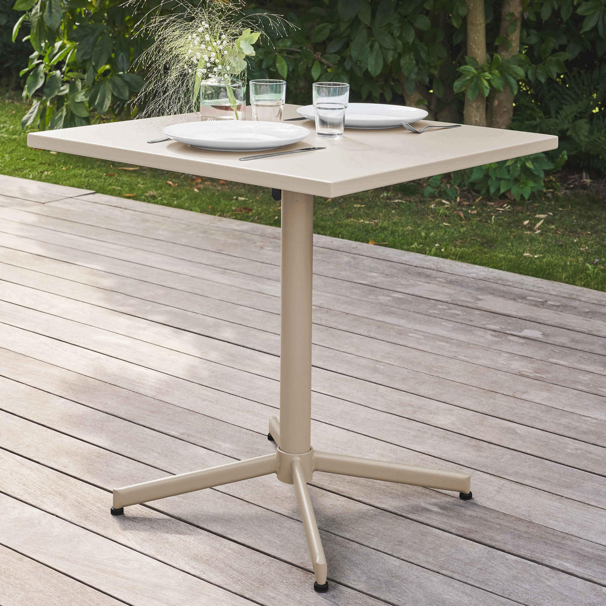 GARTENTISCH , klappbar, Taupe - Taupe, Metall (70/70/72cm) - Oviala