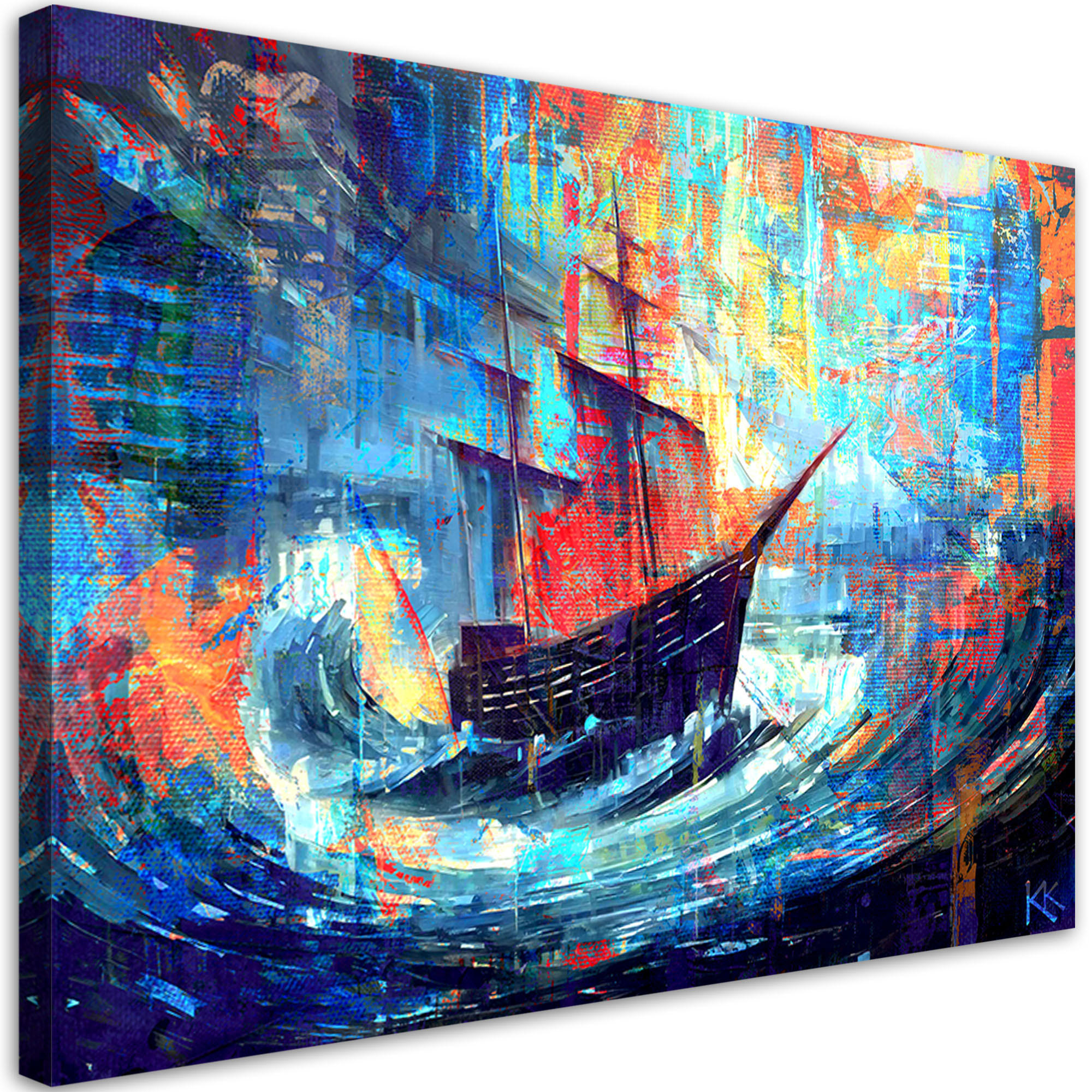 WANDBILD schiff auf see - Lila, Textil (60/40cm) - Feeby