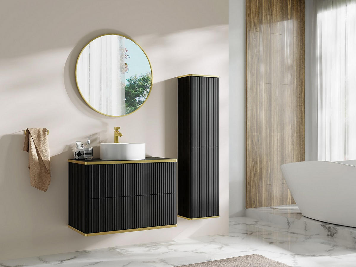 BADSCHRANK - 35 cm x 25 cm - holz - schwarz Keliza - Schwarz, Holz (35/140/25cm) - Vente-Unique