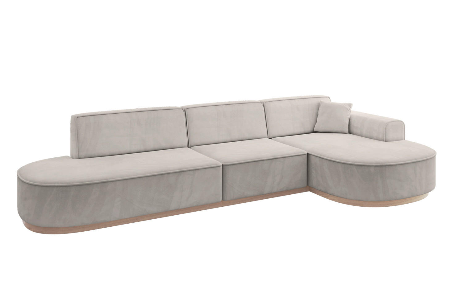 ECKSOFA Ottomane Rechts MARI-L2-v1 - 328x171x83 cm Hellbraun Velours - Hellbraun, Holzwerkstoff/Textil (171/328cm) - ALTDECOR