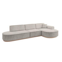ECKSOFA Ottomane Rechts MARI-L2-v1 - 328x171x83 cm Hellbraun Velours - Hellbraun, Holzwerkstoff/Textil (171/328cm) - ALTDECOR