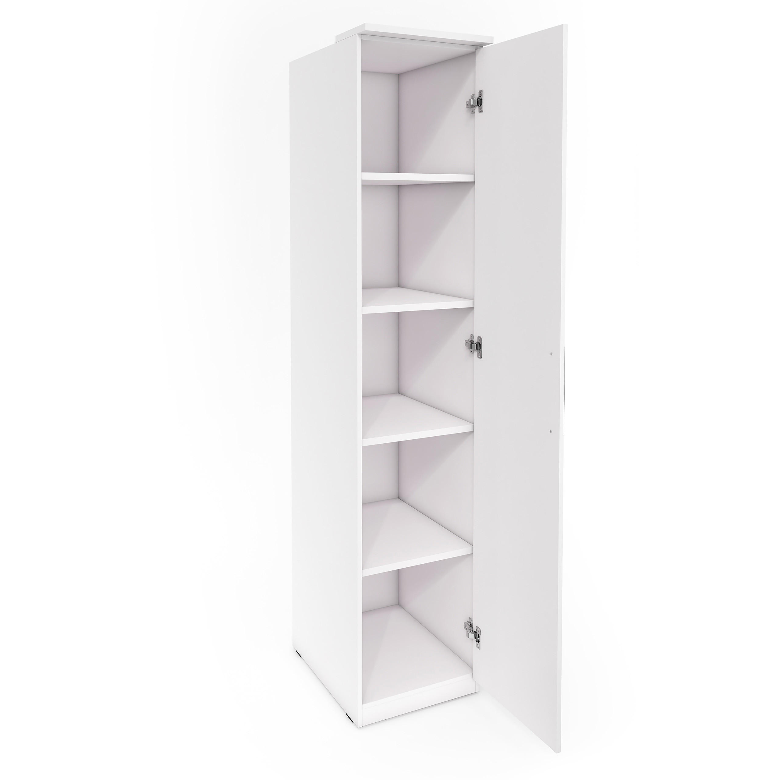 DREHTÜRENSCHRANK OTTIMA 45/217/63 cm 1-türig mit Spiegel Weiß - Weiß, Holzwerkstoff (45/217/63cm) - MASSENO