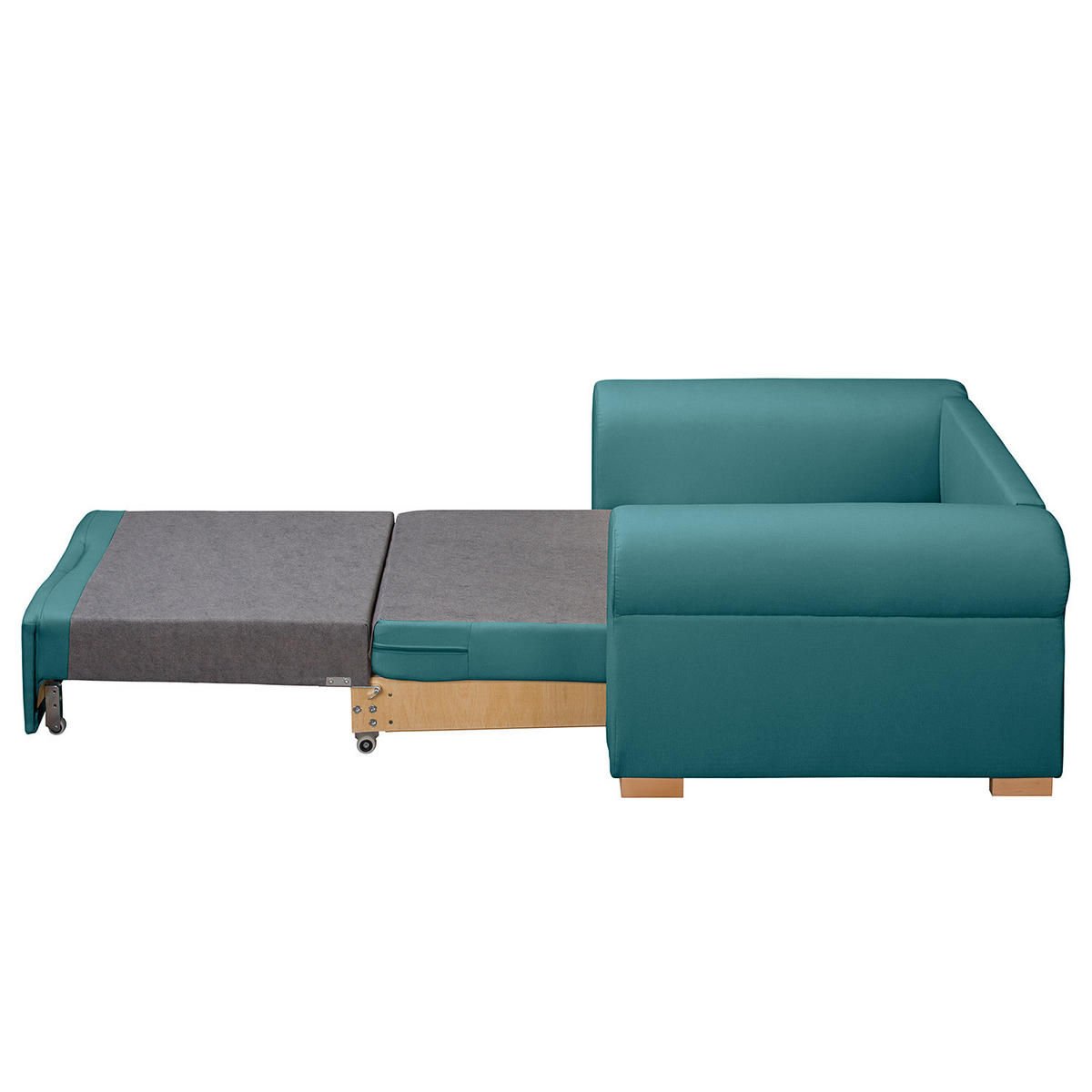 SCHLAFSOFA mit Husse - Türkis/Buchefarben, Buchenholz/Textil (125/90/90cm) - home24