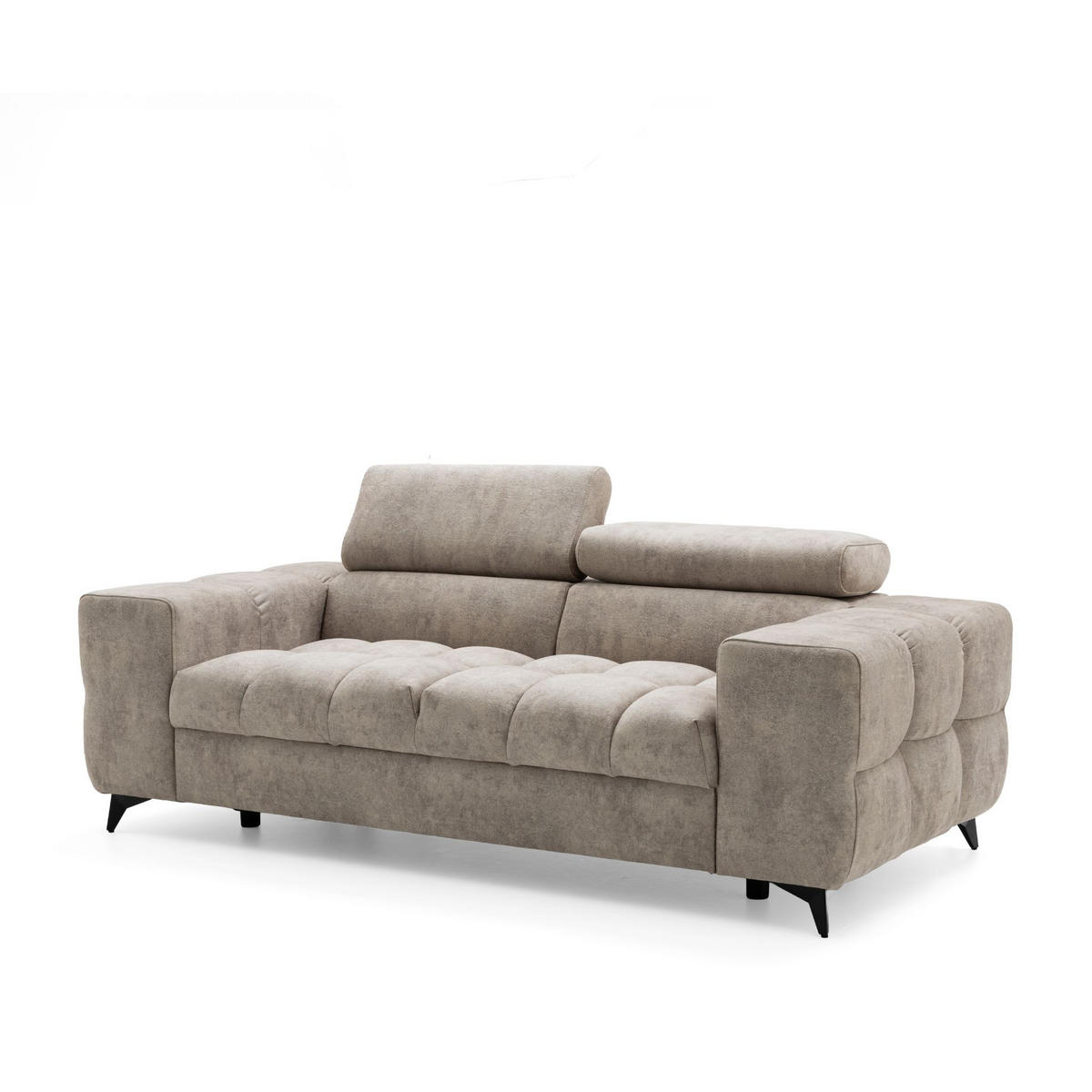 2-SITZER Sofa PUDDING 209 cm Velours Beige - Beige/Schwarz, Holz/Textil (209/93/100cm) - Muffo