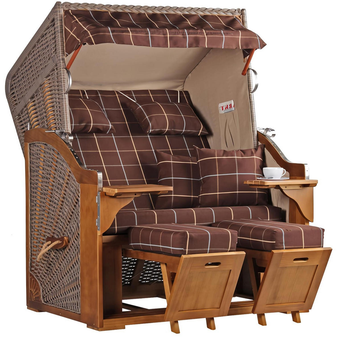 STRANDKORB Schleswig Pinie 2-Sitzer - Braun, Metall (120/160/80cm) - Mr. Deko