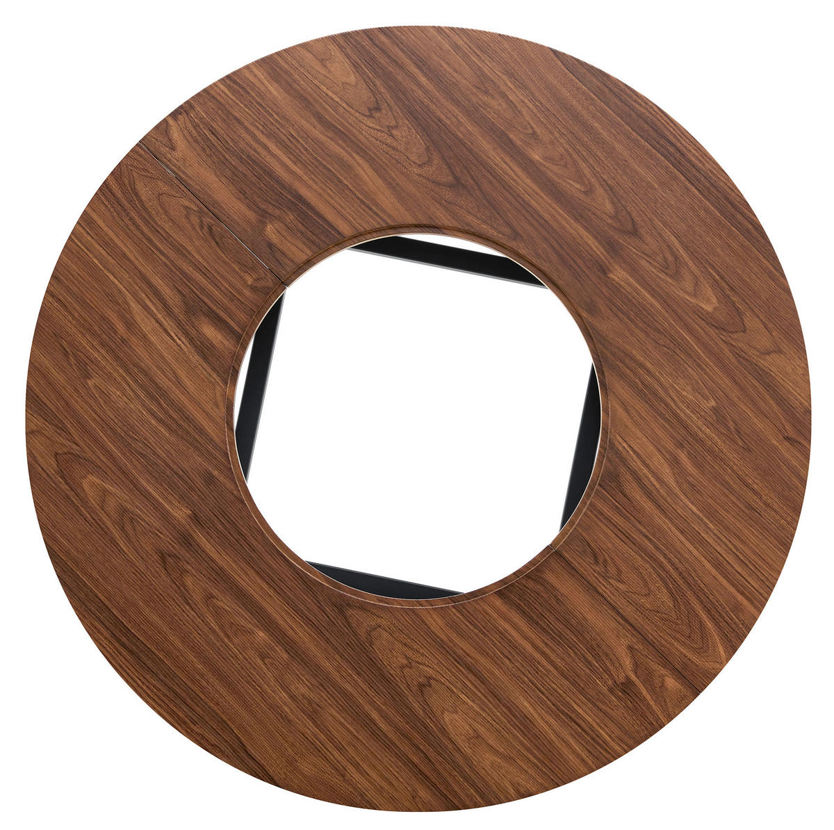 ESSTISCH aus MDF, Glas und Metall 100x100x76 cm Braun/Schwarz mit Glasintarsie und Ablageboden - Braun, Holzwerkstoff (100/100/76cm) - Modfu