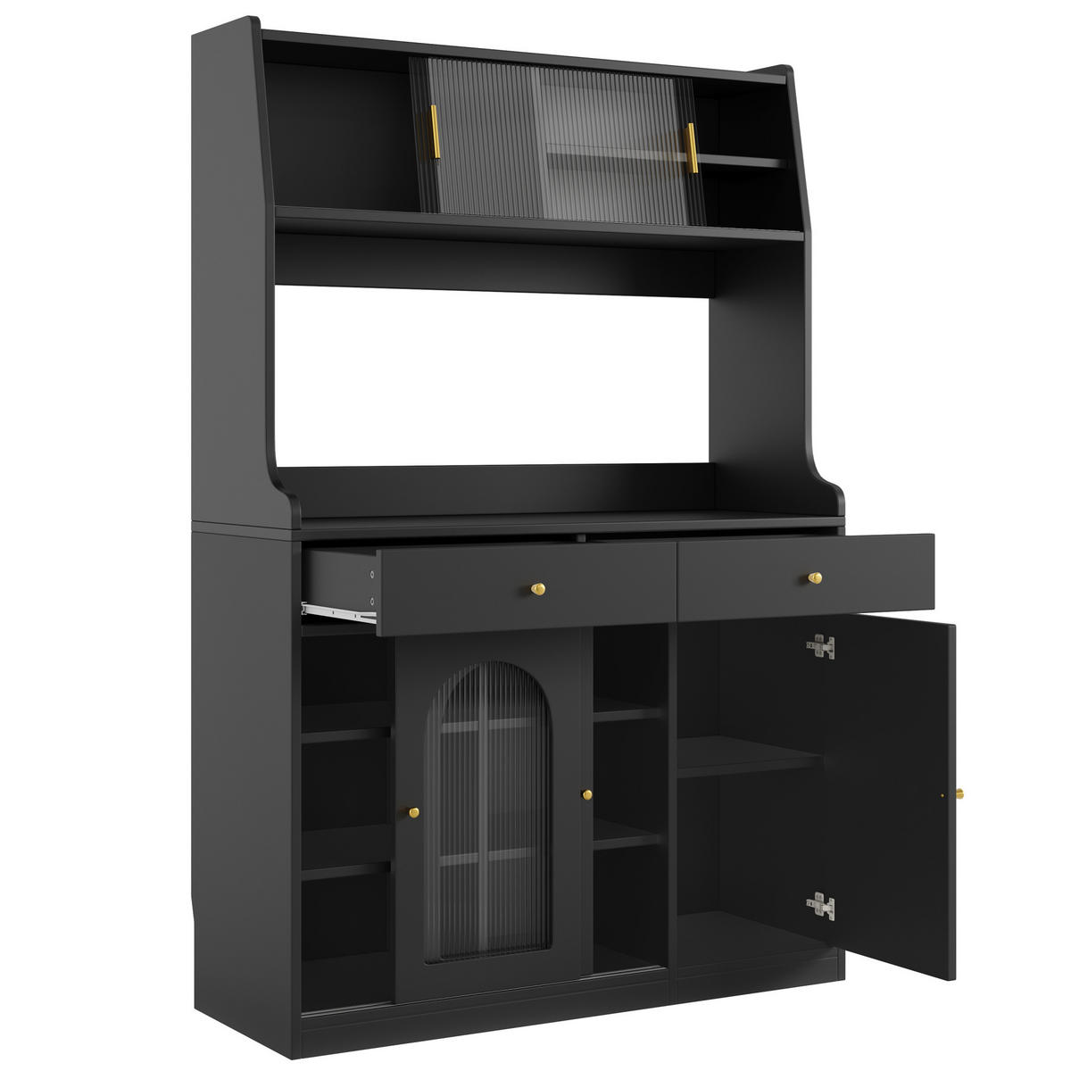 HOCHSCHRANK mit LED-Beleuchtung 120 x 40 x 180 cm Schwarz - Schwarz, Holzwerkstoff (40/180/120cm) - Meubliv