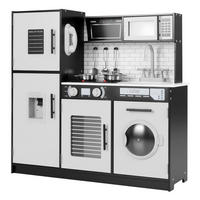 KINDERKÜCHE Schwarz - Schwarz, Holzwerkstoff (25/80.5/82cm) - COSTWAY