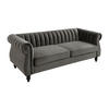 CHESTERFIELD-SOFA - 3-Sitzer - Samt - Grau - TRUMBO - Grau, Textil (195/77/78cm) - Vente-Unique