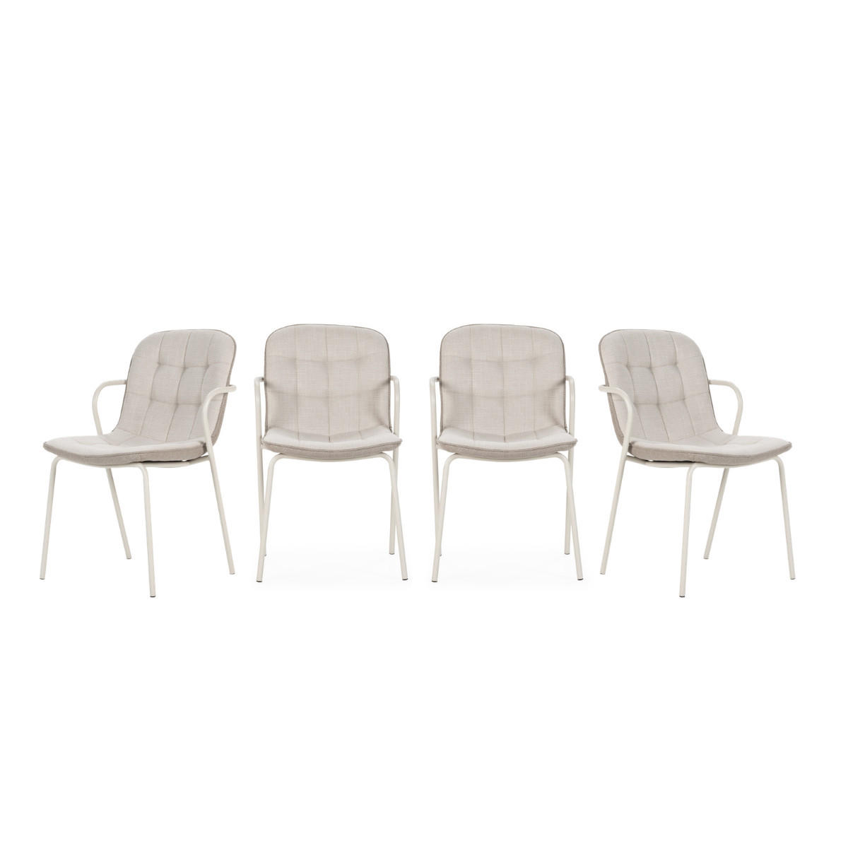 STÜHLE 4er-Set aus Stoff mit Metallbeinen 59/46/51 cm - Beige, Textil (59/46/75cm) - Calicosy