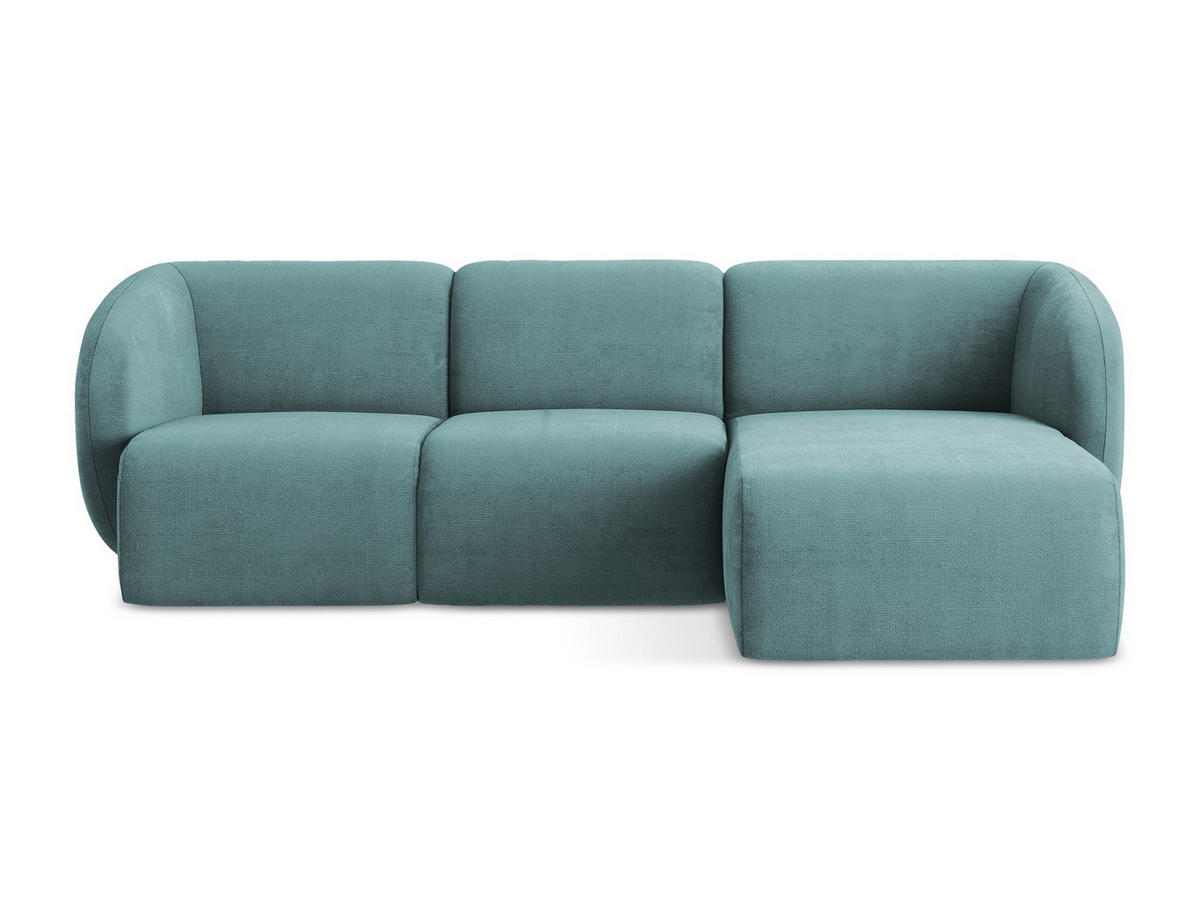 ECKSOFA Rechts Chenille Stoff Blau - Blaugrau/Schwarz, Holzwerkstoff/Kunststoff (248/166cm) - Makamii