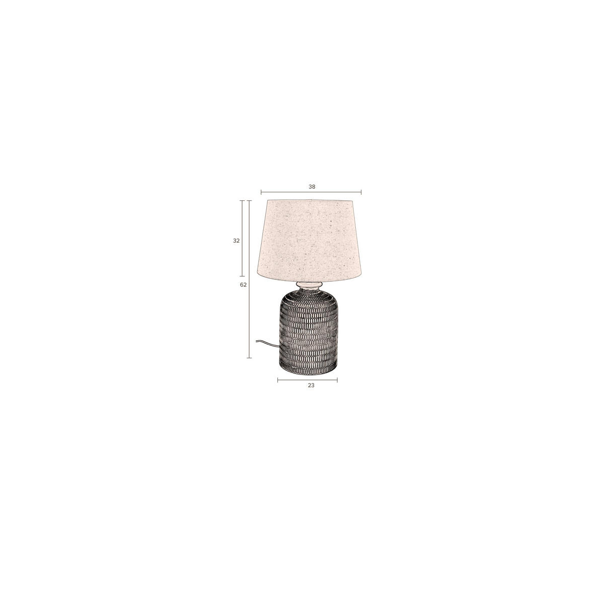 TISCHLAMPE Russel - Beige, Keramik (38/38/62cm) - Dutchbone