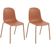 STAPELSTUHL 2er Set Kunststoff Terracotta - Terracotta, Kunststoff/Metall (51/85/53cm) - CLP