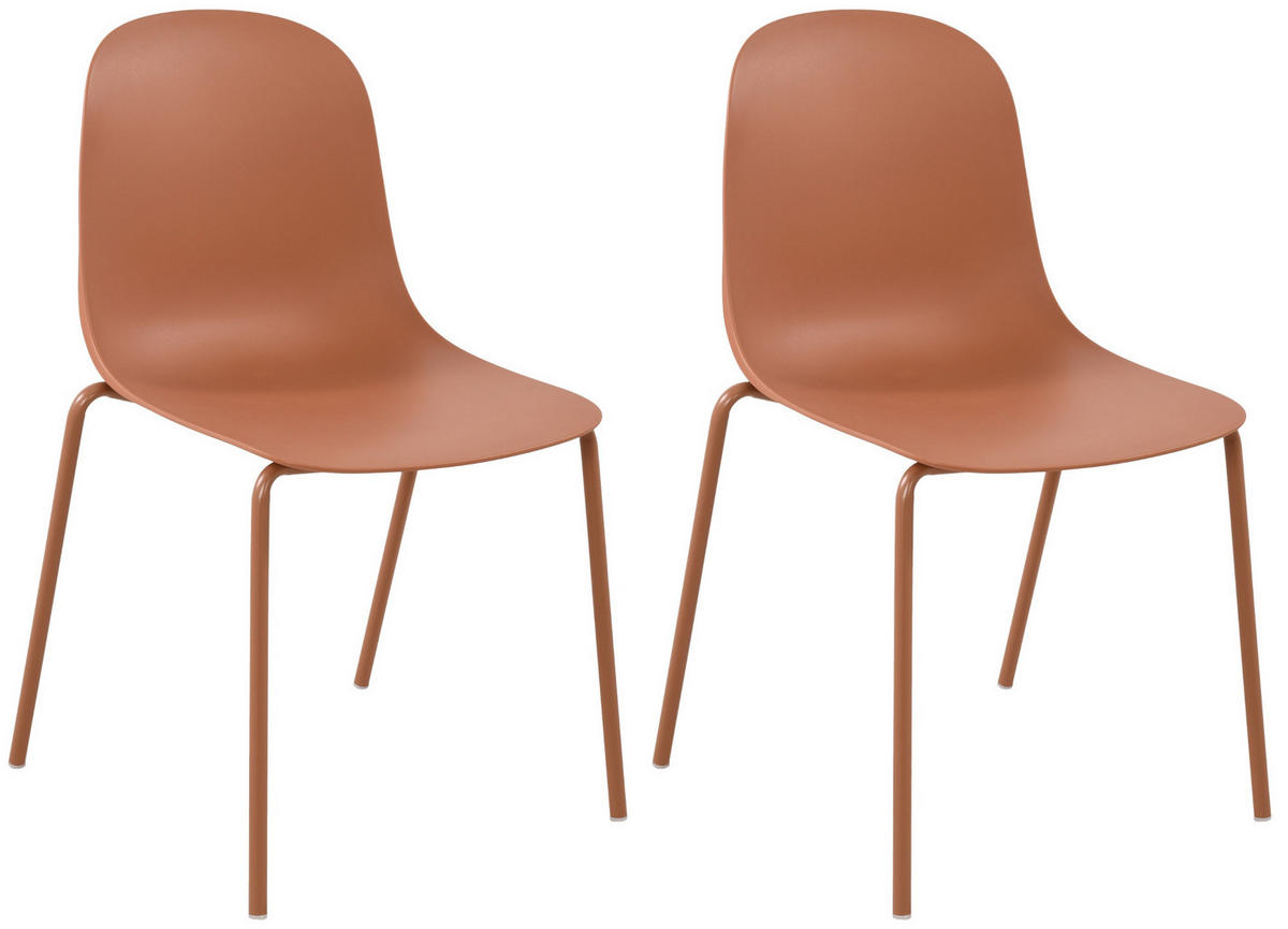 STAPELSTUHL 2er Set Kunststoff Terracotta - Terracotta, Kunststoff/Metall (51/85/53cm) - CLP