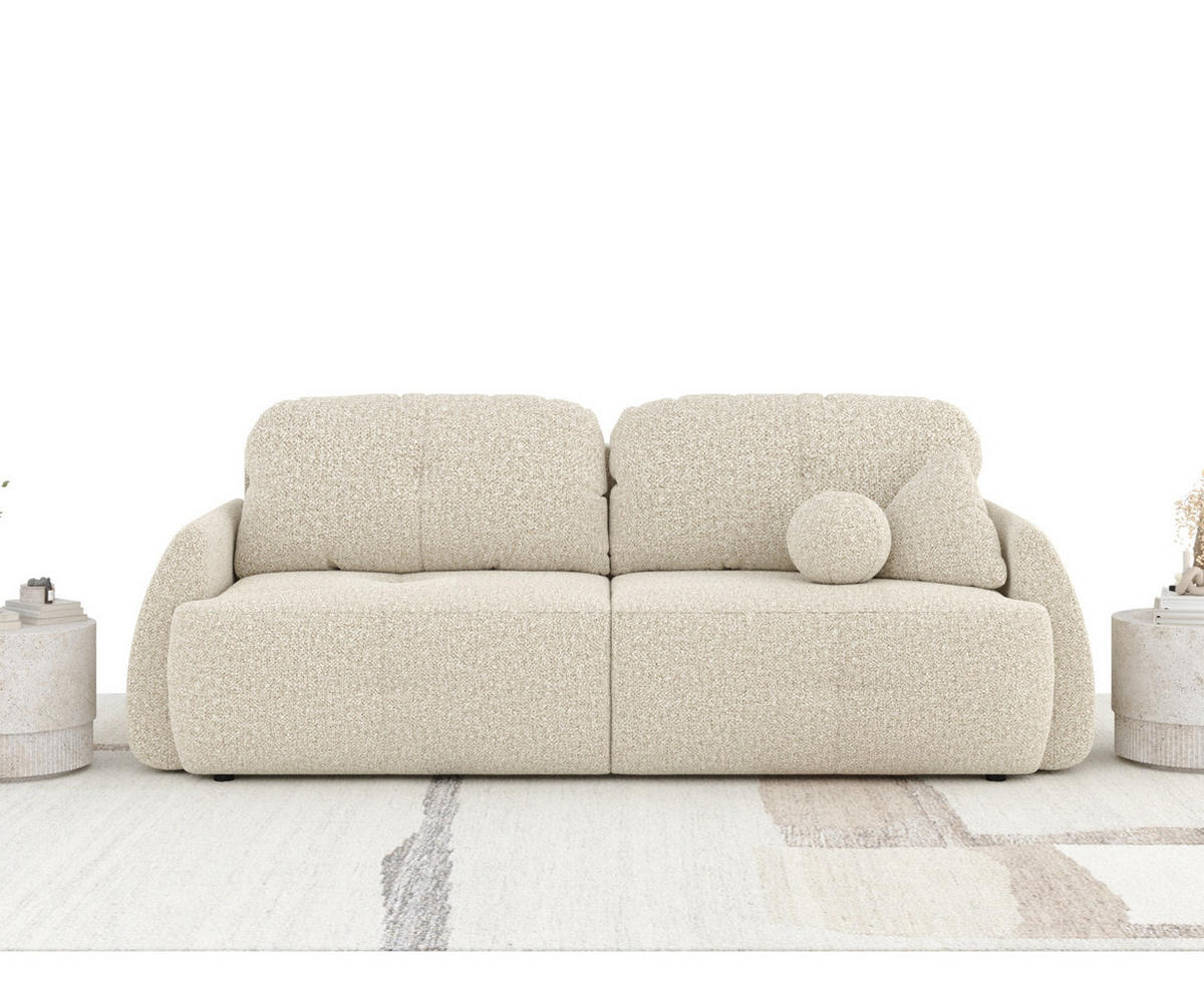 SCHLAFSOFA Loca Beige Plüschstoff - Beige/Schwarz, Holz/Holzwerkstoff (248/92/103cm) - Maison de Reve