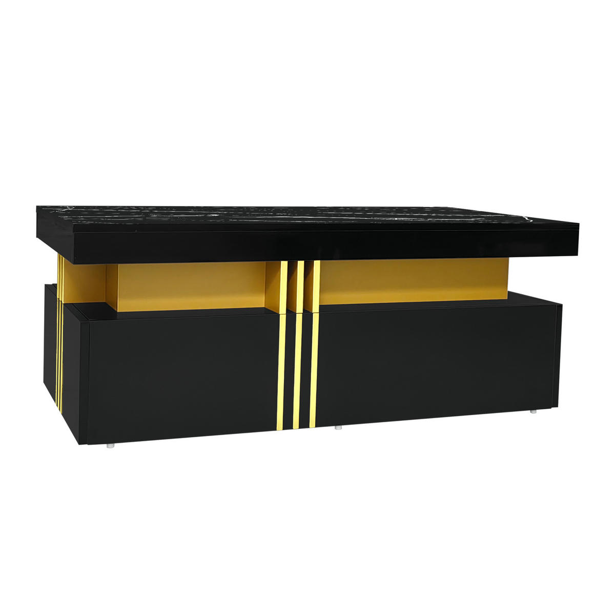 COUCHTISCH mit 2 Schubladen 100x50x40 cm Hochglanz Schwarz - Schwarz, Holzwerkstoff (100/50/40cm) - Meubliv