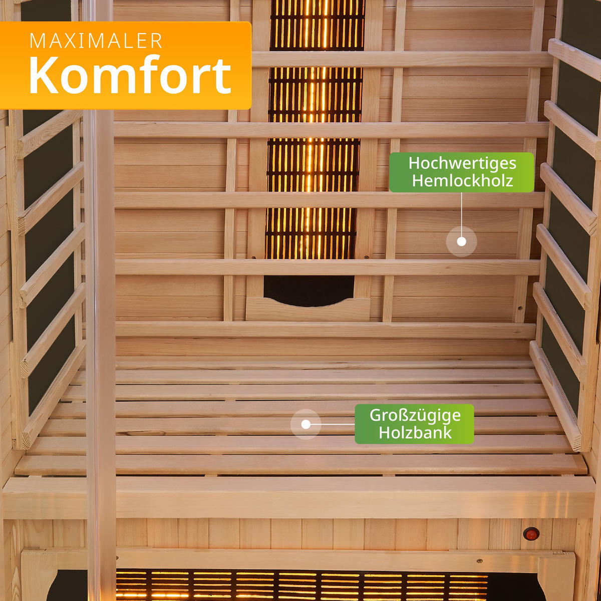 INFRAROTKABINE Kiruna90 mit Dual Technologie - Naturfarben, Holz (90/190/90cm) - Artsauna