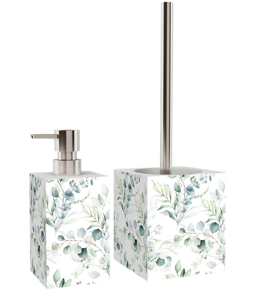 BADEZIMMER Set Eukalyptus - Weiß, Kunststoff (7/17/7cm) - Sanilo