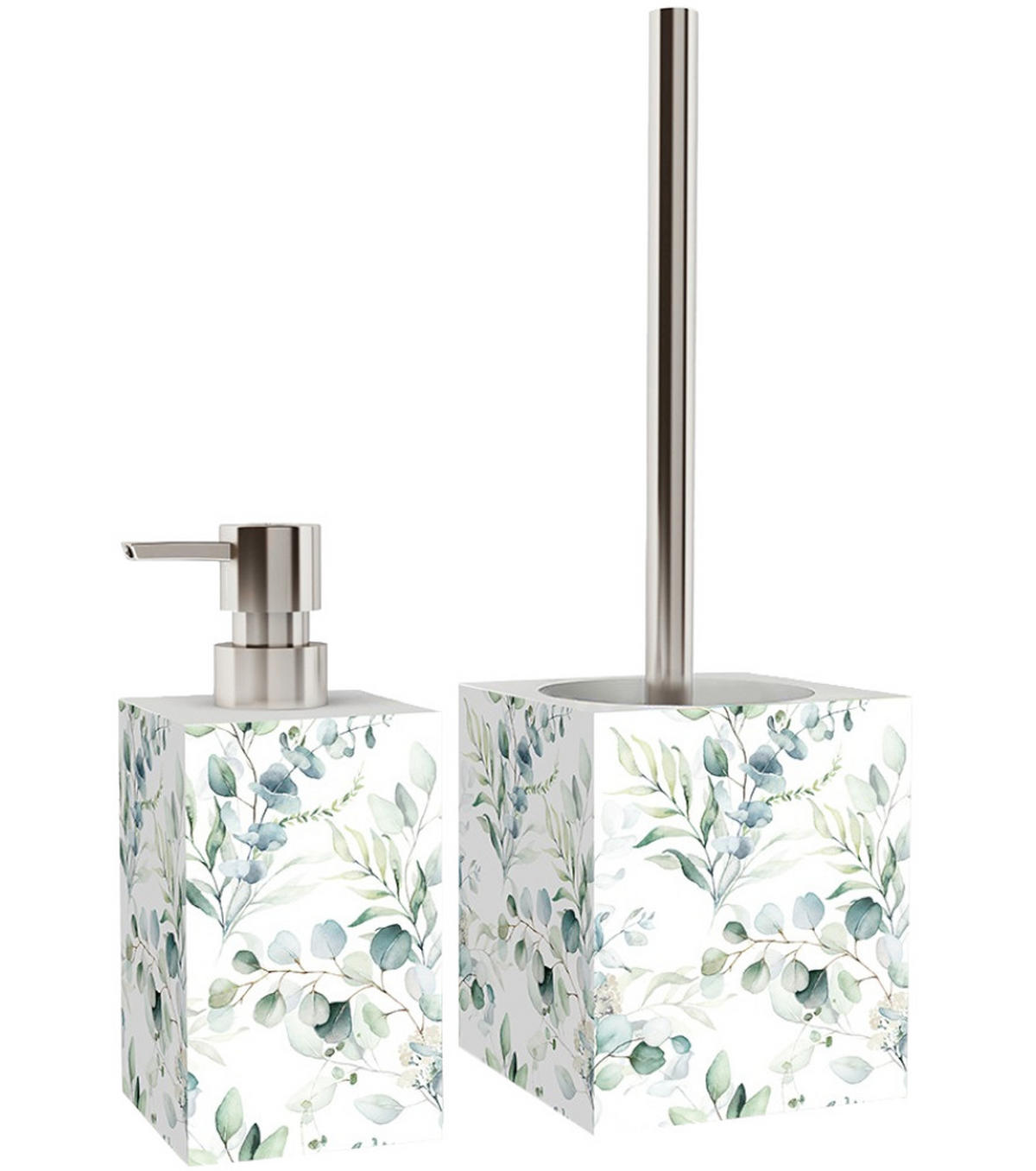 BADEZIMMER Set Eukalyptus - Weiß, Kunststoff (7/17/7cm) - Sanilo