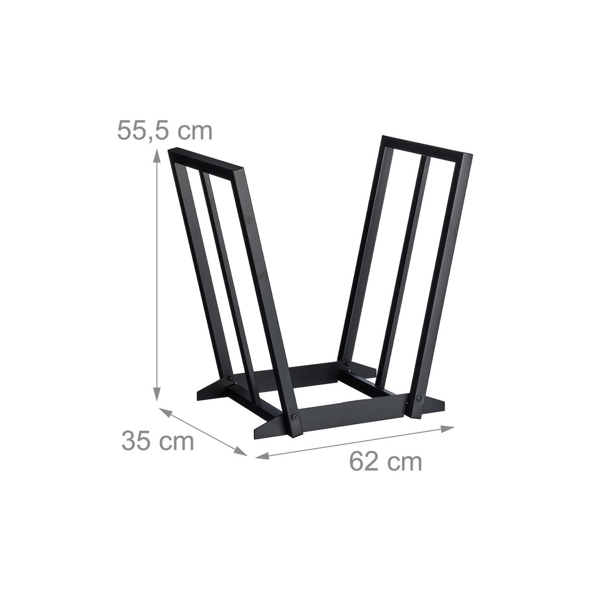 KAMINHOLZREGAL - Schwarz, Metall (62/55.5/35cm) - Relaxdays