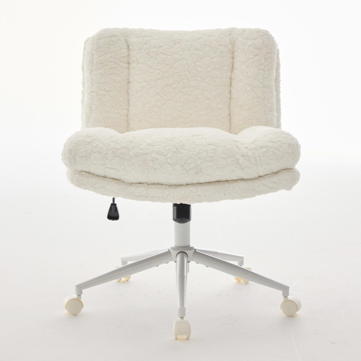 DREHSTUHL Creme Kunstfell mit Rollen, höhenverstellbar - Creme, Textil (63/94/67cm) - Urban Meuble