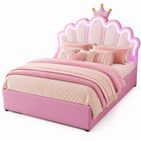 KINDERBETT 140/200 cm in Rosa mit 2 Schubladen, LED und verstellbarem Kopfteil - Rosa, Holzwerkstoff/Textil (140/200cm) - CHICFURN