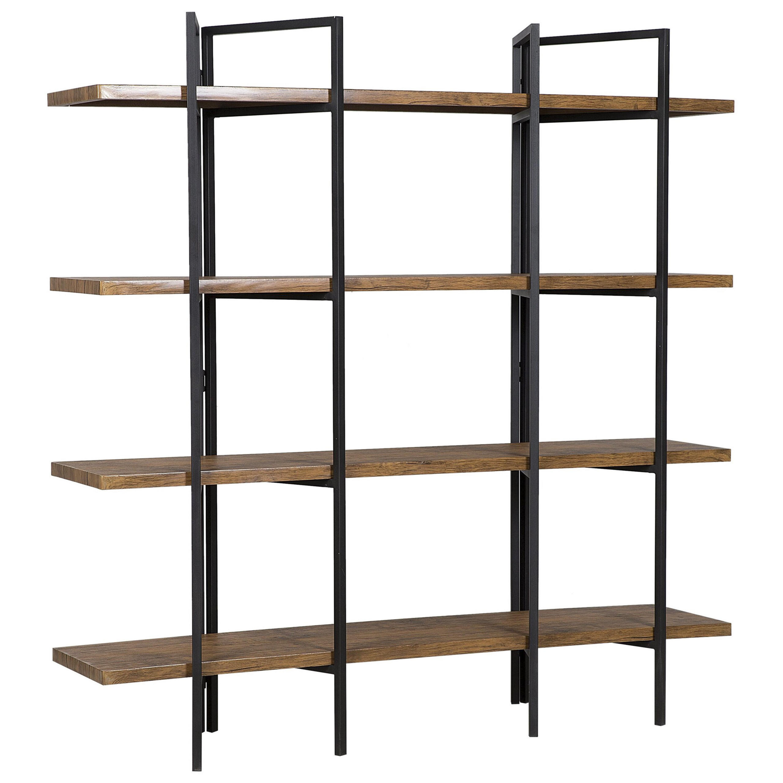 BÜCHERREGAL 4 Fächer Compton - Dunkelbraun, Holzwerkstoff (160/165/36cm) - Beliani