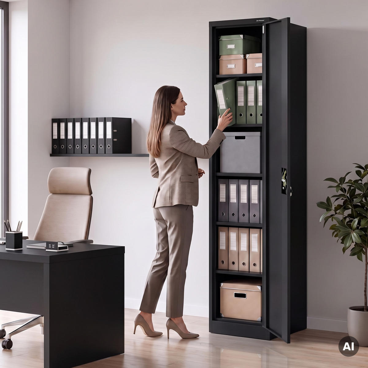 AKTENSCHRANK ALEX 220 - Schwarz, Metall (45/220/40cm) - Jan Nowak