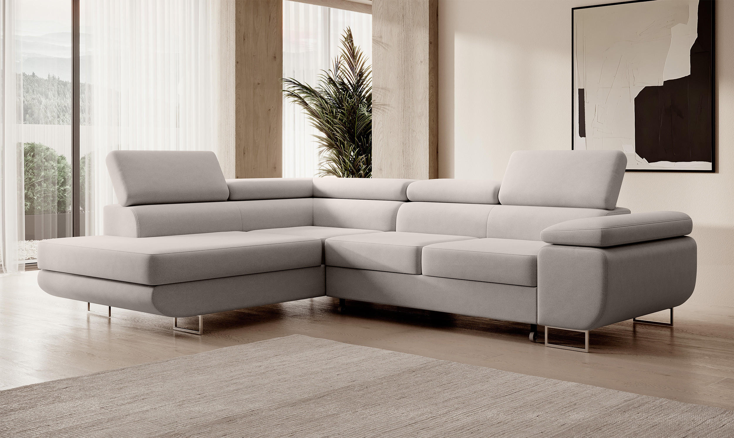 Thumbnail - Selsey Ecksofa, Creme, Textil, L-Form, Ottomane links, 275x203 cm, Wohnzimmer, Sofas & Couches, Wohnlandschaften, Ecksof...