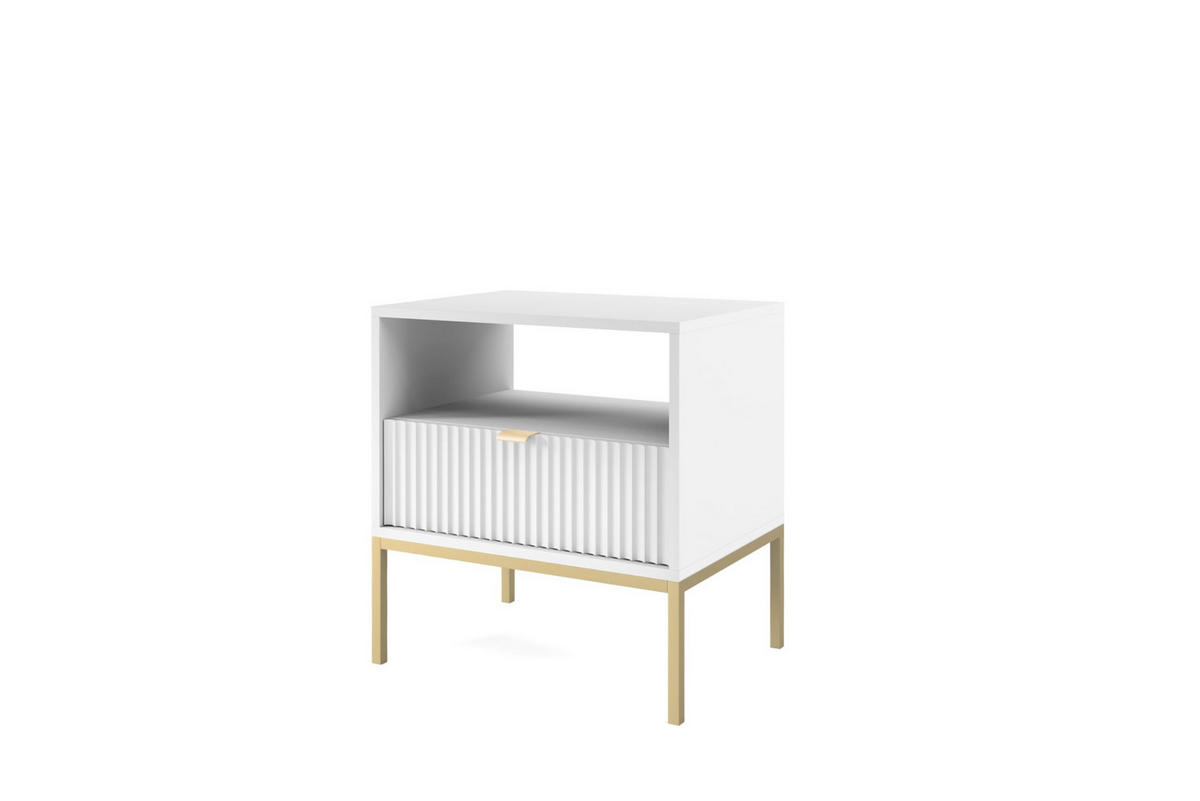 NACHTTISCH Font 54x56x39 cm - Modern Nachtschrank zum Schlafzimmer - EIN praktischer Commode aus Spanplatten - Weiß - Weiß, Holzwerkstoff (54/56/39cm) - Chilly