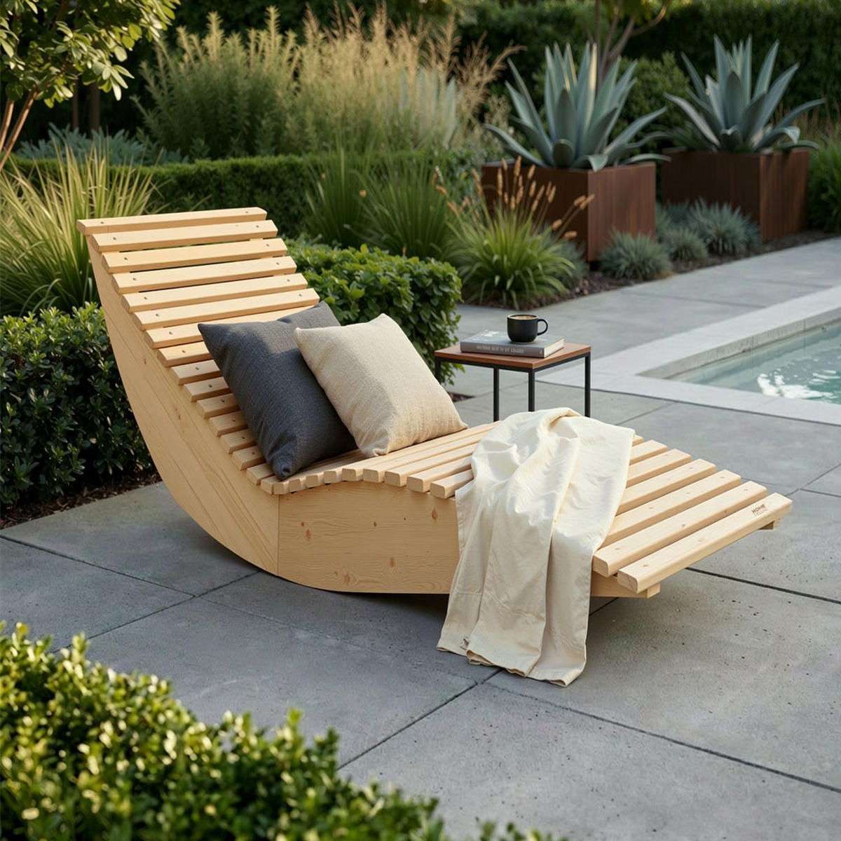 WELLENHOLZLIEGE WOLGA - 60 cm - Naturfarben, Holz (60/82/188cm) - Home Deluxe