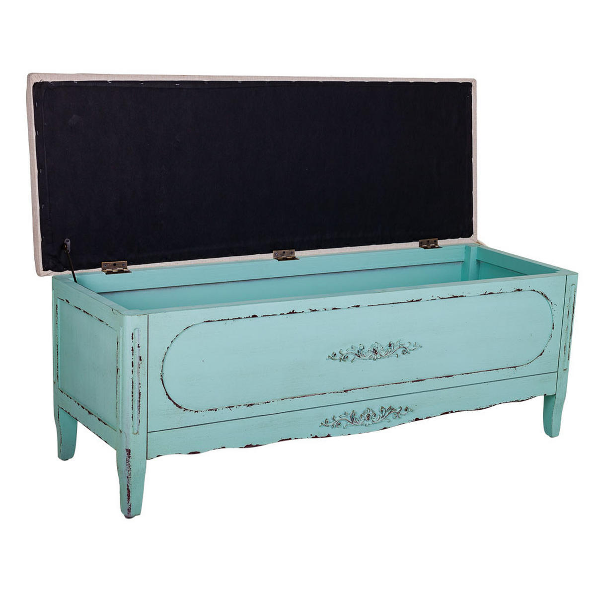 POLSTERBANK aus Holz 120x43x48 blauem - Blau, Holzwerkstoff (120/48/43cm) - Wanderlust