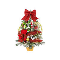WEIHNACHTSBAUM künstlicher 60 cm mit LED-Beleuchtung, ROTERNUSSKNACKER, mit 35 Weihnachtsbaumschmuck, Pflanztopf mit Jutesack - Rot/Goldfarben, Kunststoff/Stein (40/60cm) - LAALU