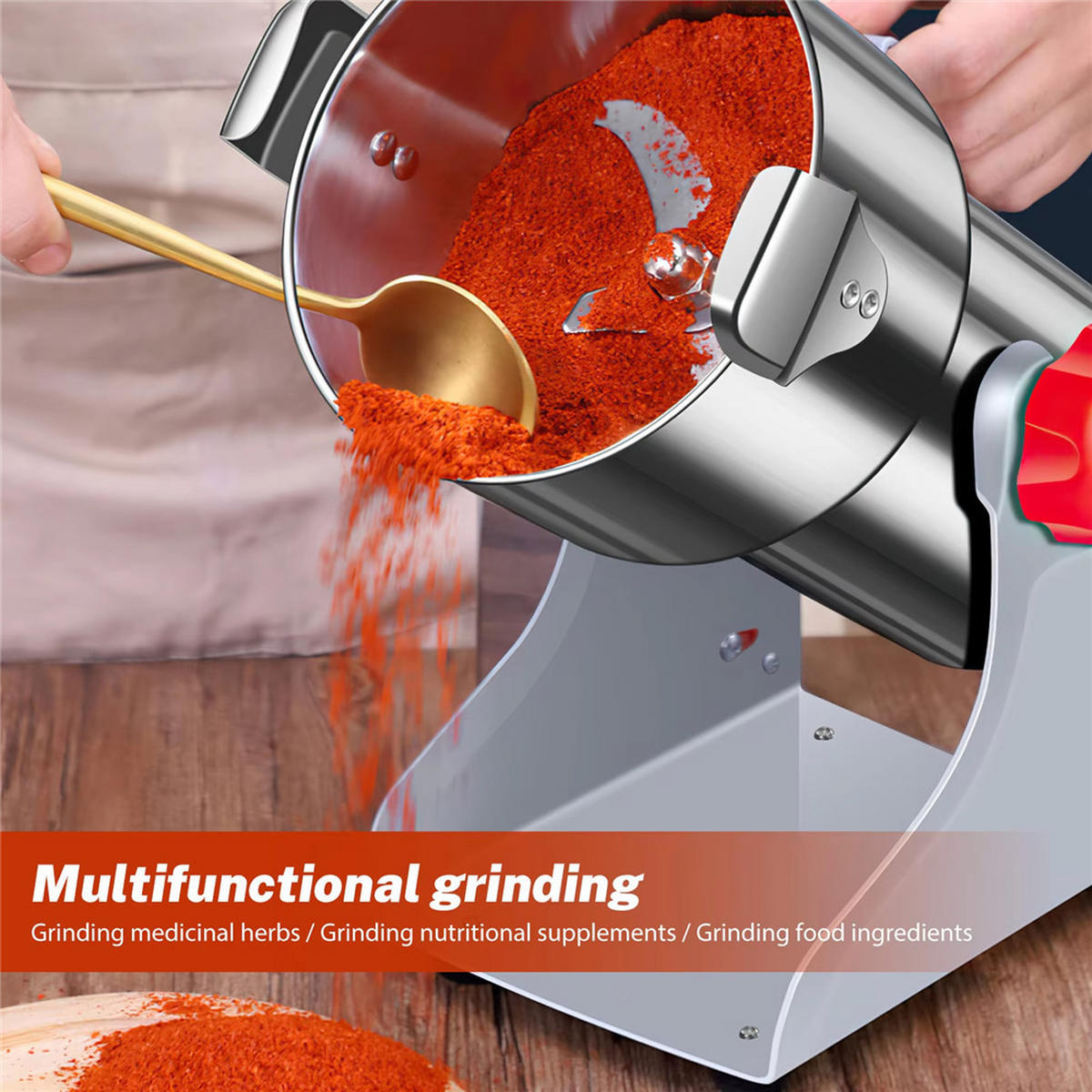 GEWÜRZMÜHLE 800G Kräuter Kaffee Getreide Hochgeschwindigkeit - Silberfarben, Metall (13/33/13cm) - Bextcok