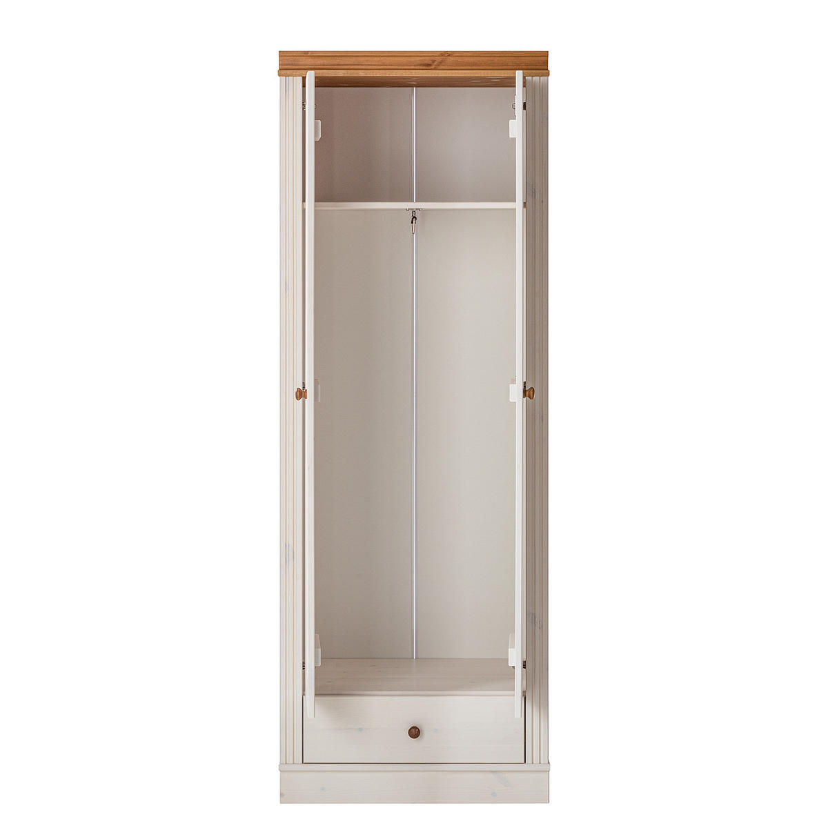 GARDEROBENSCHRANK - Kiefer massiv - Kieferfarben, Holz (65/180/45cm) - home24