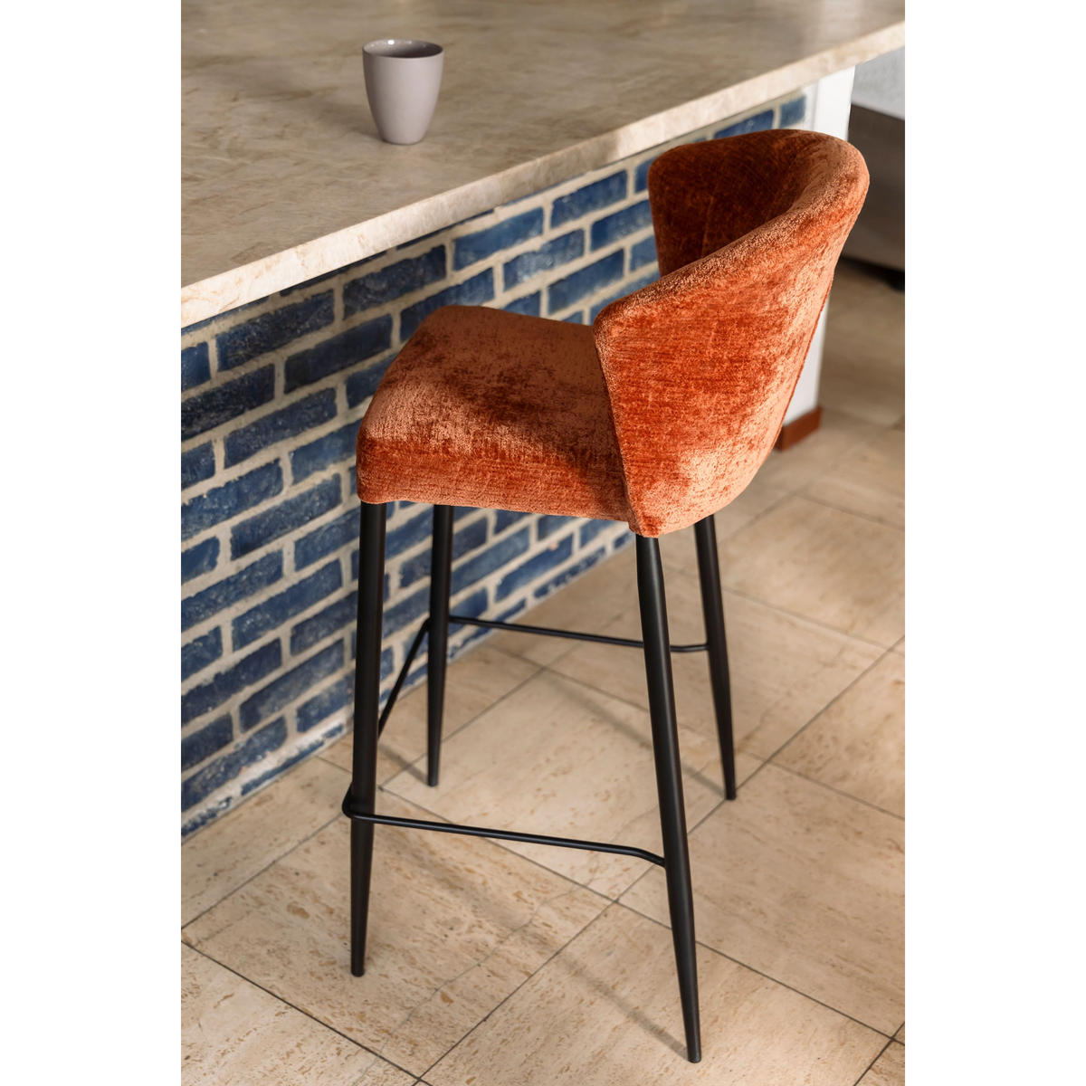 BARHOCKER Georgia Rückenlehne 73 cm Orange - 2 er Set - Rot, Holz (54/101/56cm) - Dutchbone