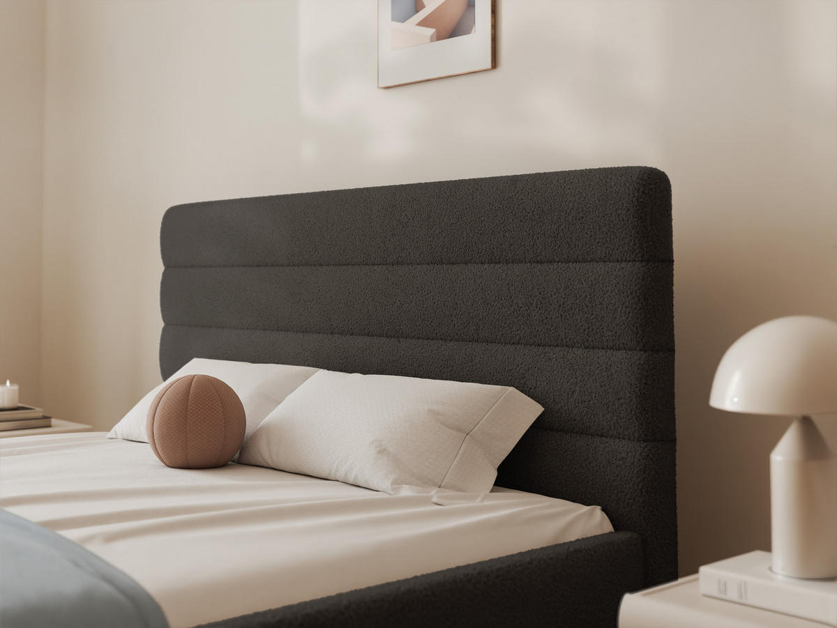 POLSTERBETT MIKO 160/200 cm Bettkasten, Dunkelgrau - Dunkelgrau, Holzwerkstoff/Textil (160/200cm) - Idohome