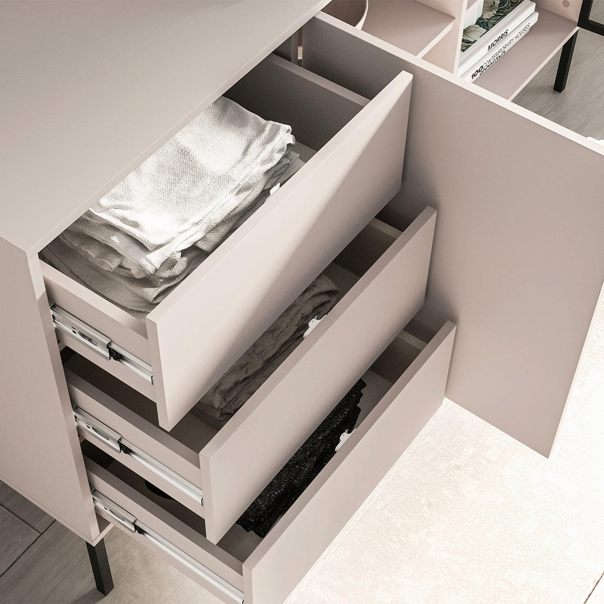 SIDEBOARD Paige Kaschmir und Schwarz - Kaschmir, Holzwerkstoff (160/86/40cm) - Petits-meubles