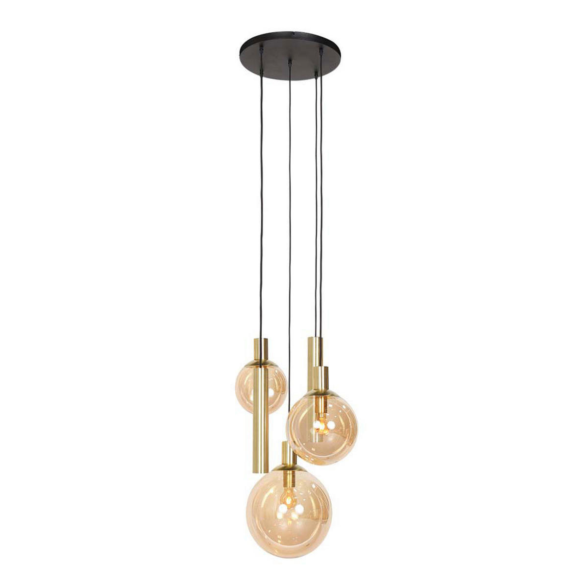 LED HÄNGELEUCHTE Bollique Messing Bernstein - Messingfarben, Glas (60/60/350cm)