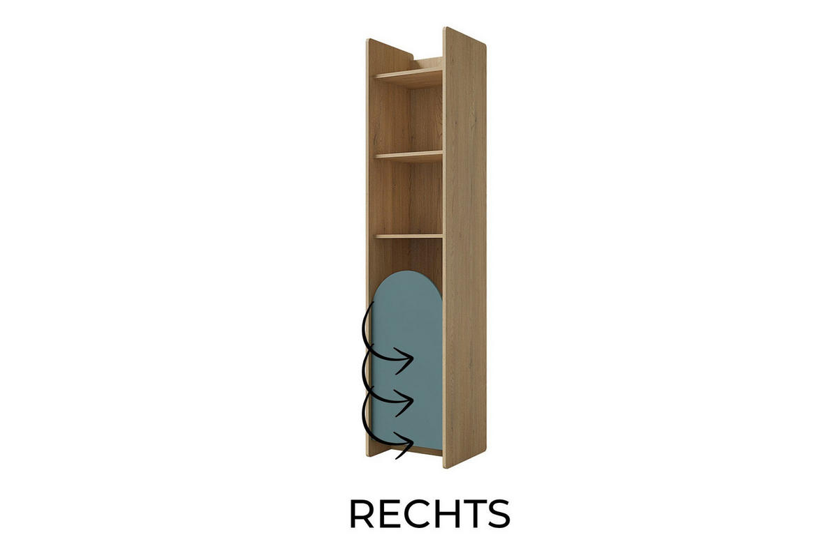 KINDERREGAL LEXO 03 43/198/40 cm in Eiche Cremona/Macadamia/Meeresblau (rechts) - Blau/Eichefarben, Holzwerkstoff (43/198/40cm) - Deine Möbel 24
