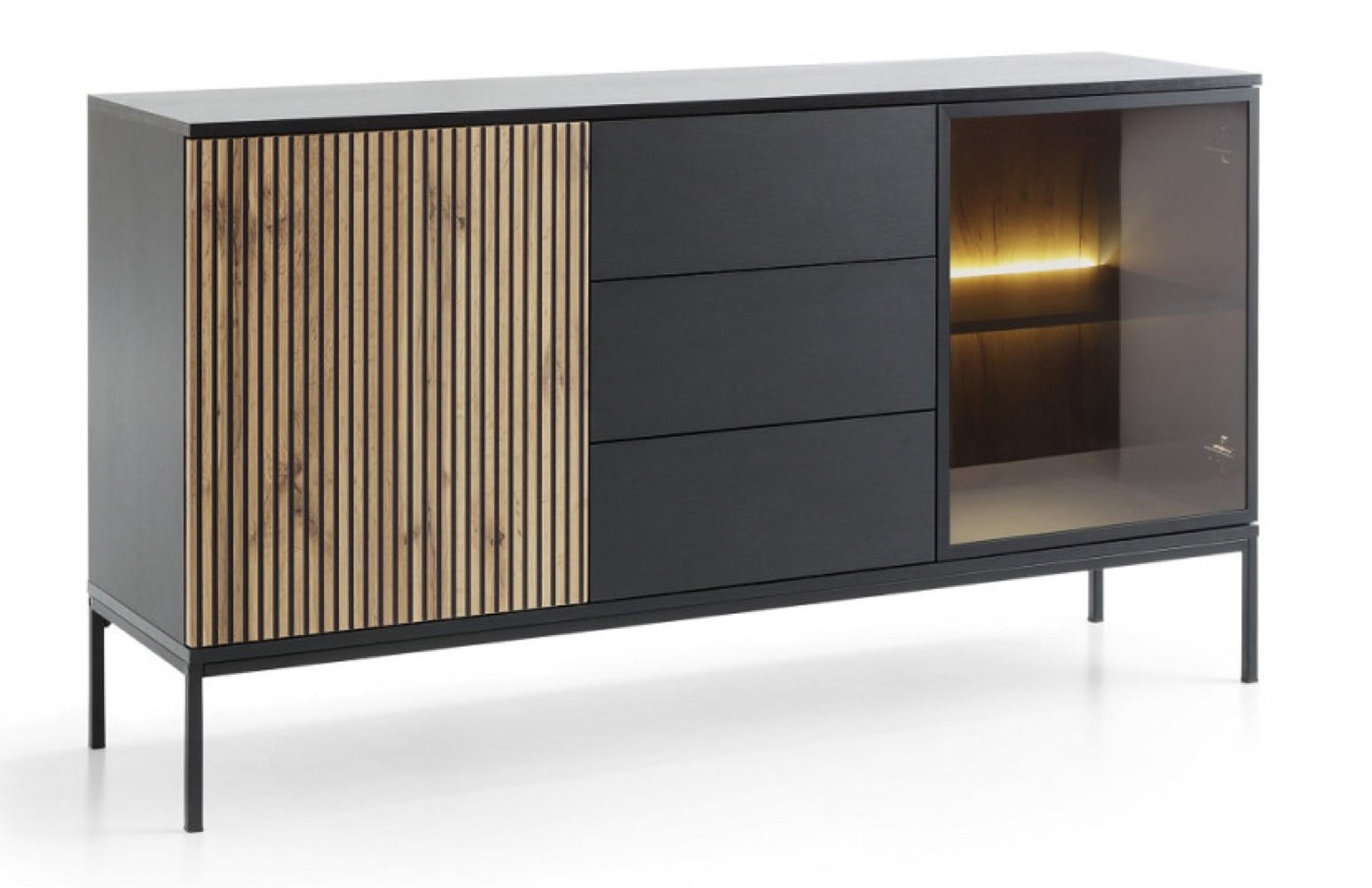 SIDEBOARD Weiß KSZ154 Mit LED-Beleuchtung - Multicolor, Holzwerkstoff (154/83/39cm) - Sepro Meble