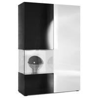 VITRINE Morena Tür und Einsatz in Weiß Hochglanz - Weiß Hochglanz, Holzwerkstoff (91.5/136.5/37cm) - Vladon