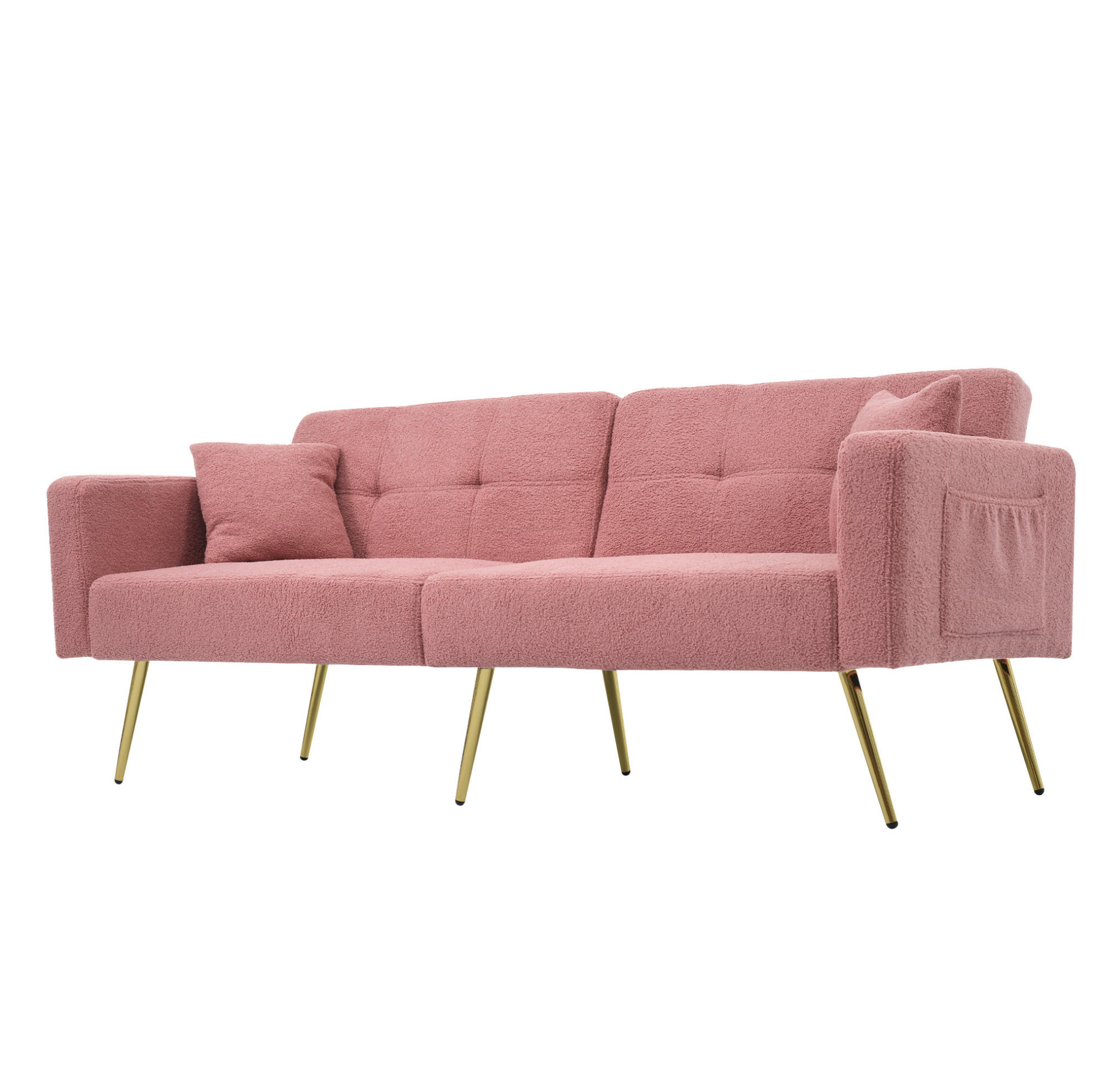 SCHLAFSOFA mit Schlaffunktion 175 x 64 x 72 cm Sherpa Pink - Pink, Kunststoff (175/72/64cm) - Meubliv