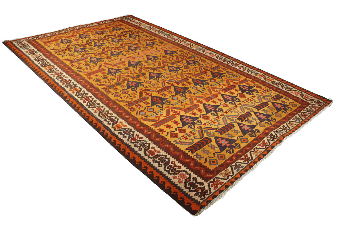 KELIM-TEPPICH handgewebt Ardebil Gelb 306/184 cm Schurwolle - Gelb, Textil (184/306cm) - Looma