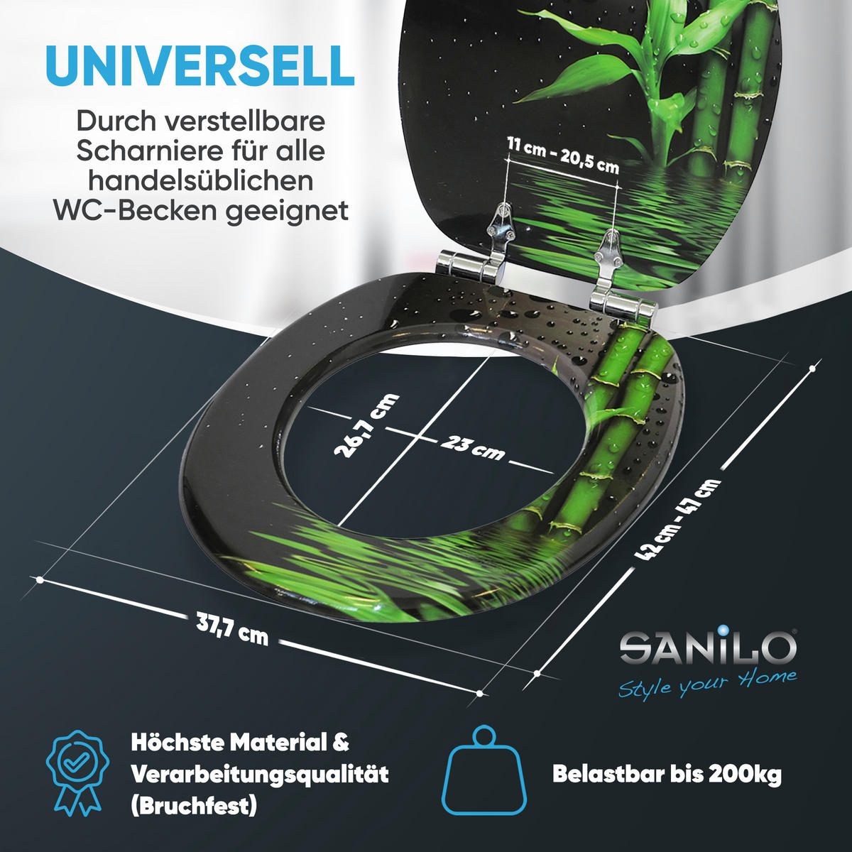 WC-SITZ mit Absenkautomatik Virella - Grün, Holzwerkstoff (38/6/47cm) - Sanilo