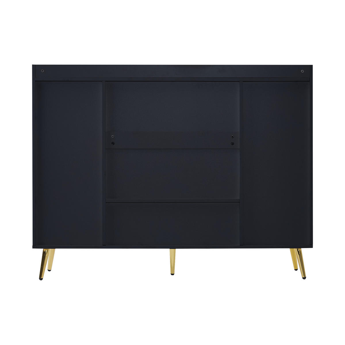 SIDEBOARD 2 Schubladen, 4 Türen, Metallfüße Modernes Design, Viel Stauraum, Schwarz - Schwarz, Holzwerkstoff (130/100/37cm) - Urban Meuble