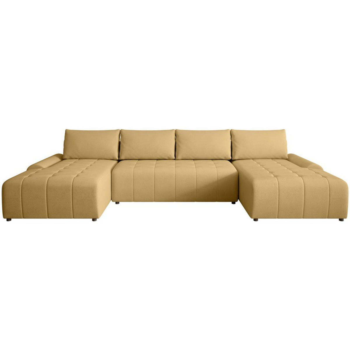 WOHNLANDSCHAFT Costa U Gelb, Velours - Gelb/Schwarz, Kunststoff/Textil (367/80/169cm) - Beautysofa